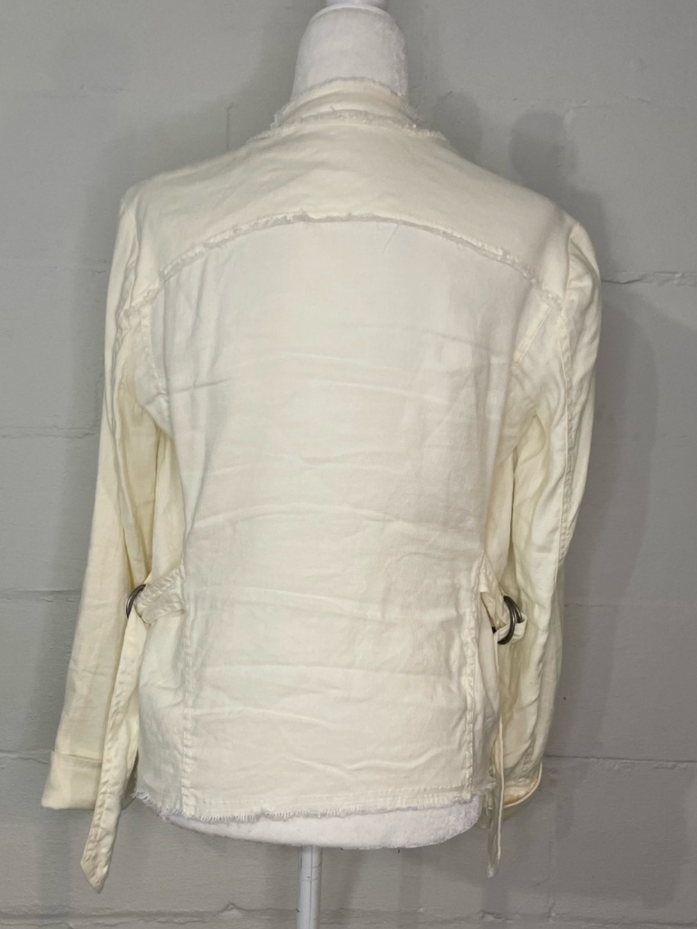 Free People Cream Frayed Open-Front Jacket - Picture 2 of 5